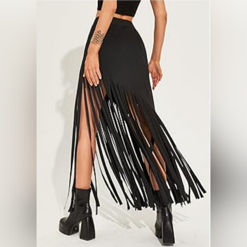 Long Fringed Skirt